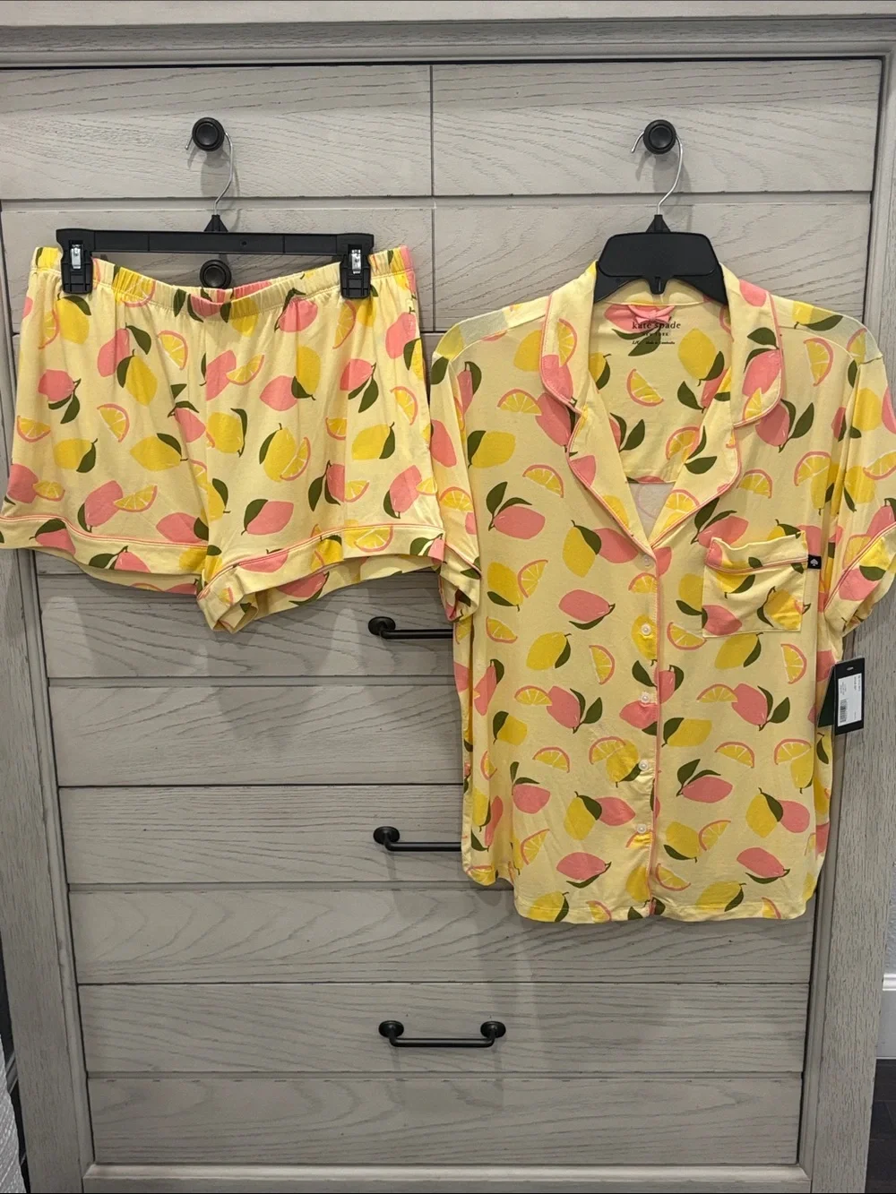 kate spade Yellow Lemon & Pink Leaf Short Pajama Set